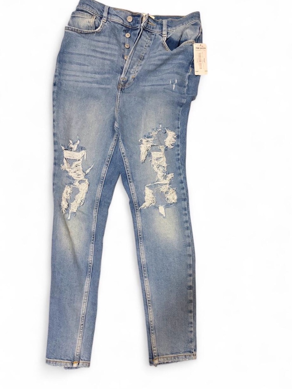 NWT Free people- Light Blue Distressed Women’s Jeans - High Rise Slim Fit
